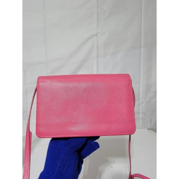 Authentic PRADA Saffiano Lux Metal Flap Wallet with Strap Peonia Geranio - Picture 5 of 16